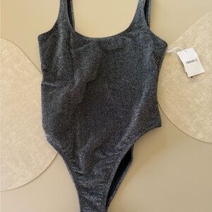 Forever 21 Girls' Shimmery Black One-Piece Swimsuit